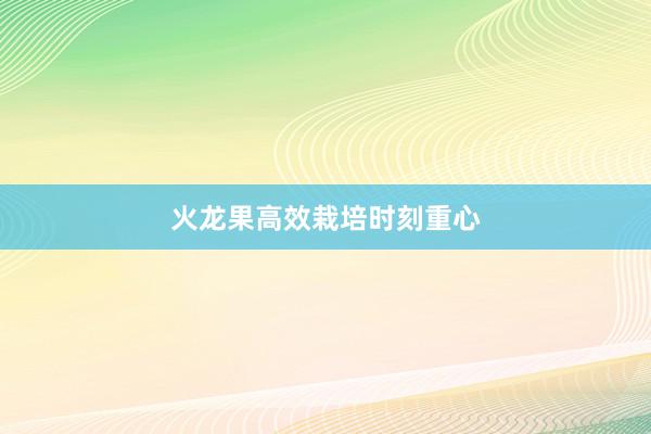 火龙果高效栽培时刻重心